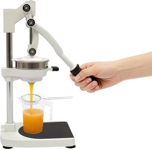 Cast Iron Juicer, Manual Juicer Hand Press Heavy Duty with Stable Base, Commercial Citrus Press for Orange Lemon Lime Grapefruit Pomegranate, Easy to Clean(Filter Bags & Cup)