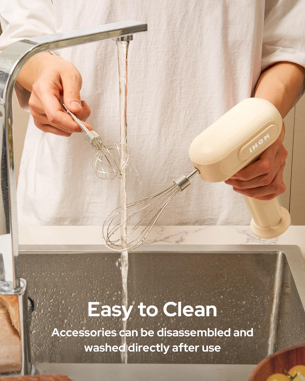 3-in-1 Hand Mixer, hand mixer electric handheld with Garlic Chopper to Cutting Onions, Peppers, 3-Speed Self-Control Electric Mixer with Type-C Charging Cable for Whipping or Mixing Eggs, Cream