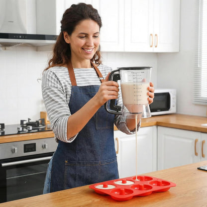 Pancake Batter Dispenser 5-Cup Batter Pourer for Maker Pancakes, Waffles, Crepes, Muffins, Cupcakes, Easy Squeeze Grip Handle with Proof Nozzle, Precise Baking Tools（Yellow）