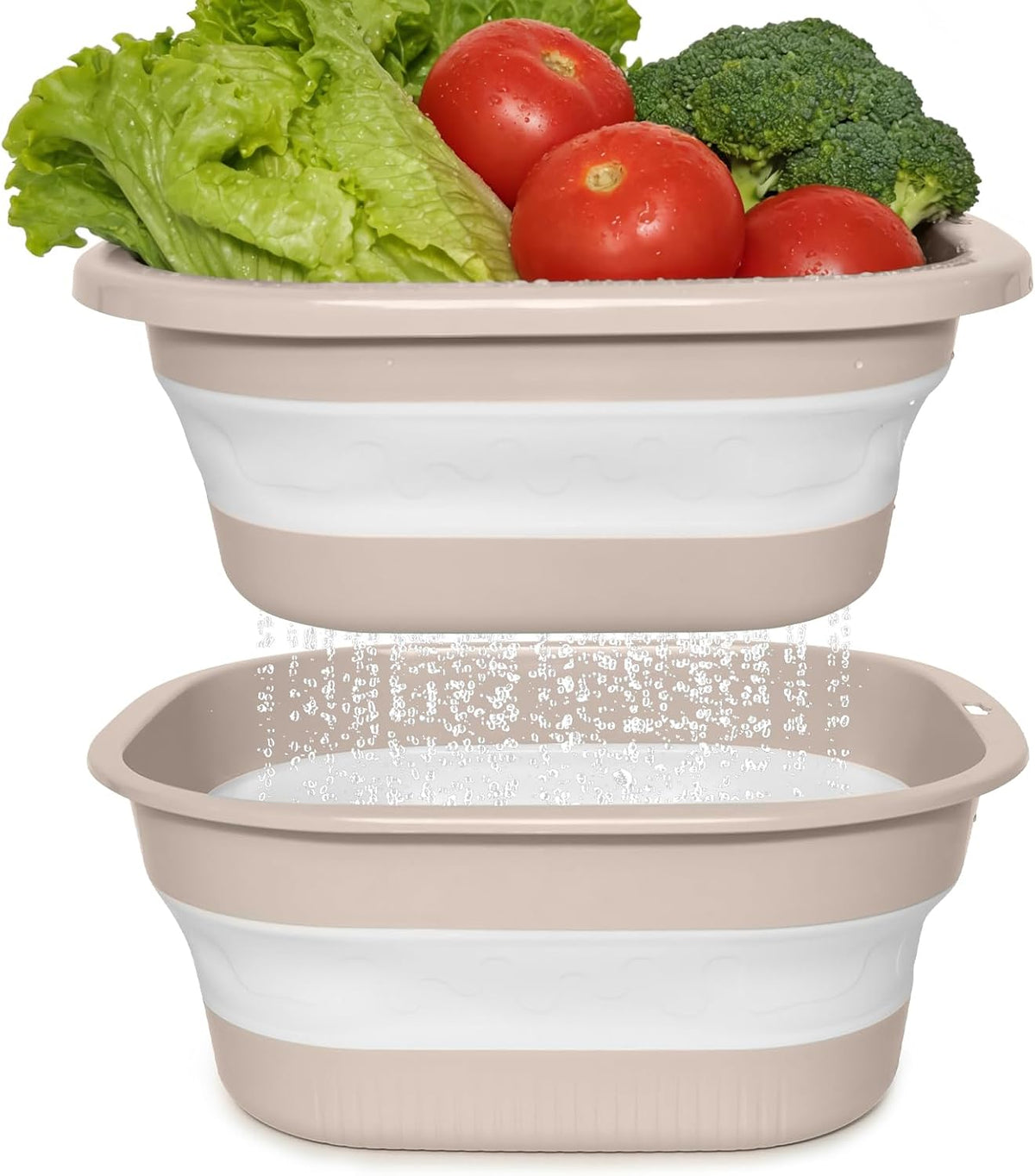 Collapsible Colander and Sink Basin Set - 2 in 1 Collapsible Colander Strainer with Collapsible Wash Basin for Kitchen, RV Camping, Foldable Fruit Vegetable Washing Basket, 4 QT, Blue