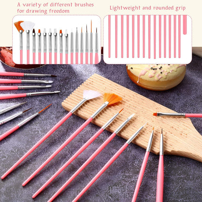 30 Pcs 30 Pcs Cake Decorating Brushes Cookie Painting Set, Pink