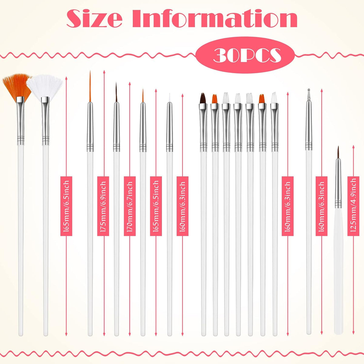 30 Pcs 30 Pcs Cake Decorating Brushes Cookie Painting Set, Pink