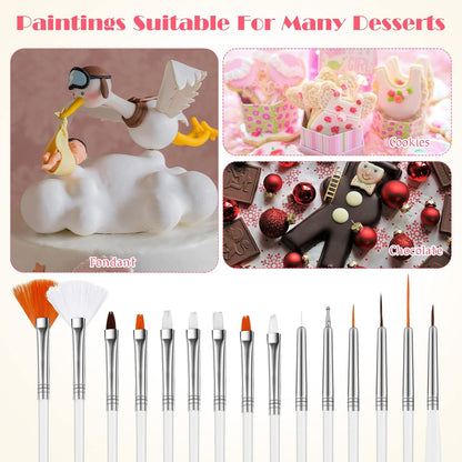 30 Pcs 30 Pcs Cake Decorating Brushes Cookie Painting Set, Pink