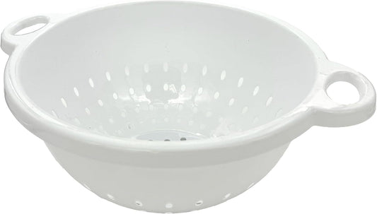 White Plastic Colander Bowl with Handle - Deep 5 QT Strainer for Kitchen Vegetables, Pastas, Fruit - BPA Free - Dishwasher Safe