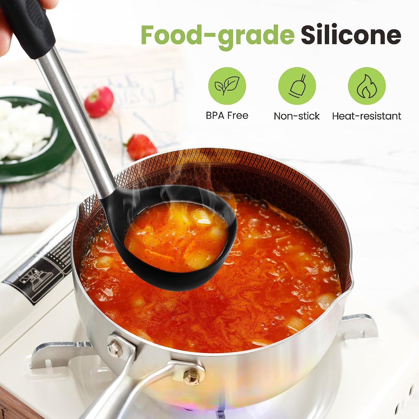 Cooking Utensils Set, 35Pcs Silicone Kitchen Utensils Set with Holder, 446°F Heat Resistant Food Grade Spatula Set, BPA Free Kitchen Gadgets for Non-stick Cookware, Easy to Clean (Khaki)