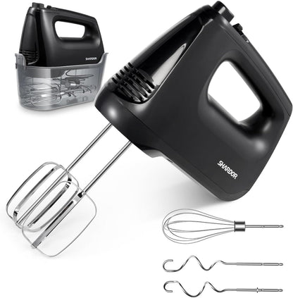 Hand Mixer Electric, 6 Speed & Turbo Mixer Electric Handheld, Snap-On Storage Case,5 Stainless Steel Accessories for Whipping, Mixing Cookies, Brownie, Cakes, Dough Batters (Blue)