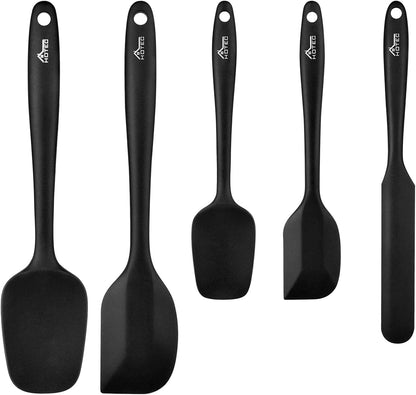 Silicone Rubber Spatula Set, BPA-Free, Black, Set of 5