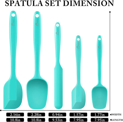 Silicone Rubber Spatula Set, BPA-Free, Black, Set of 5