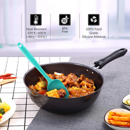 Silicone Rubber Spatula Set, BPA-Free, Black, Set of 5