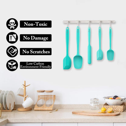 Silicone Rubber Spatula Set, BPA-Free, Black, Set of 5