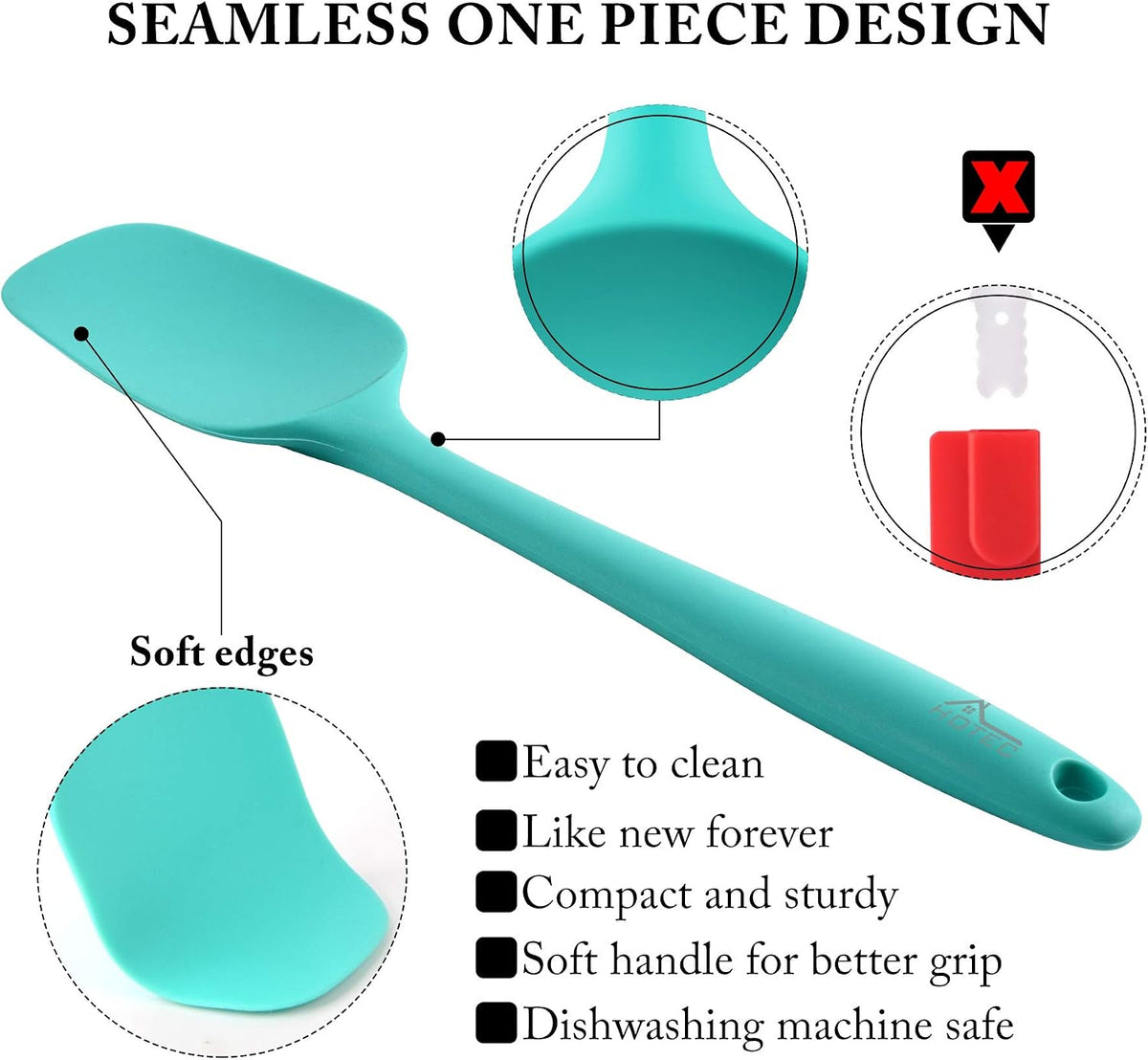 Silicone Rubber Spatula Set, BPA-Free, Black, Set of 5