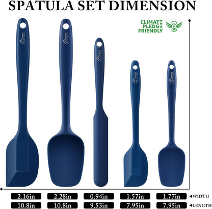 Silicone Rubber Spatula Set, BPA-Free, Black, Set of 5