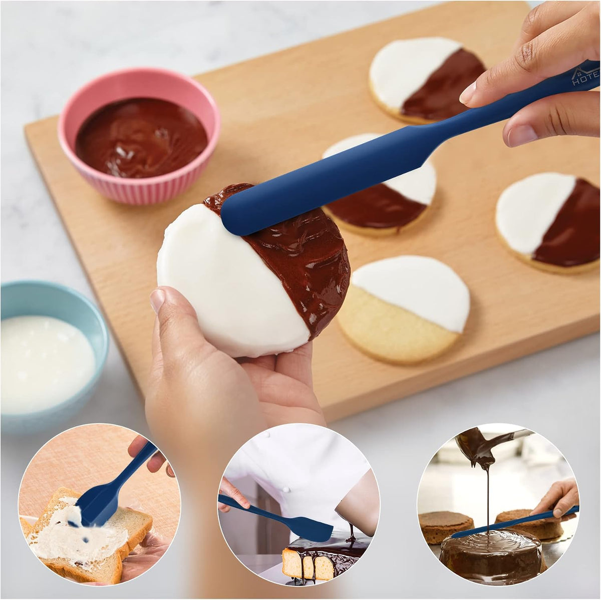 Silicone Rubber Spatula Set, BPA-Free, Black, Set of 5