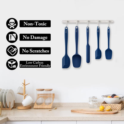 Silicone Rubber Spatula Set, BPA-Free, Black, Set of 5