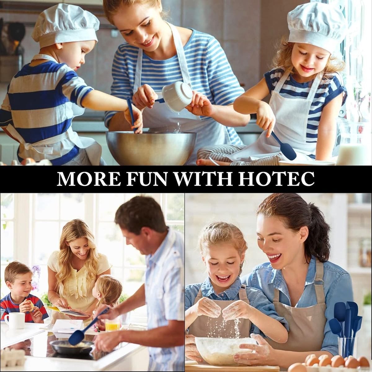 Silicone Rubber Spatula Set, BPA-Free, Black, Set of 5