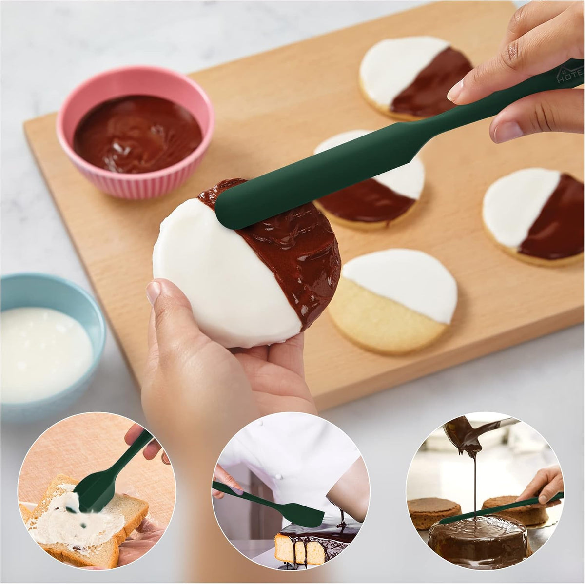 Silicone Rubber Spatula Set, BPA-Free, Black, Set of 5