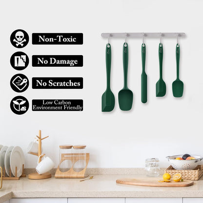 Silicone Rubber Spatula Set, BPA-Free, Black, Set of 5