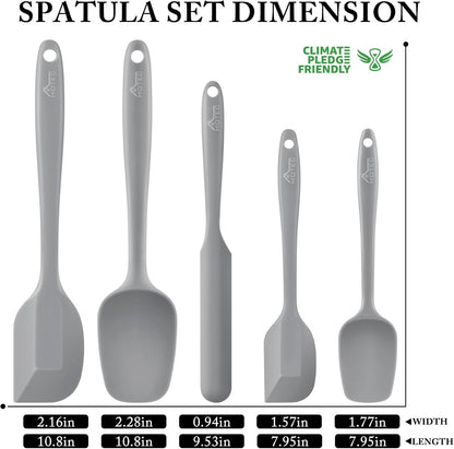Silicone Rubber Spatula Set, BPA-Free, Black, Set of 5
