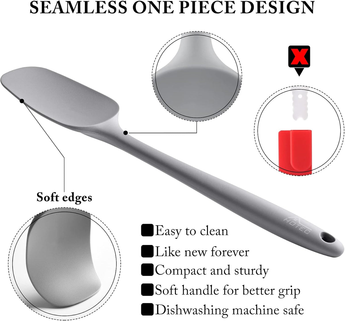 Silicone Rubber Spatula Set, BPA-Free, Black, Set of 5