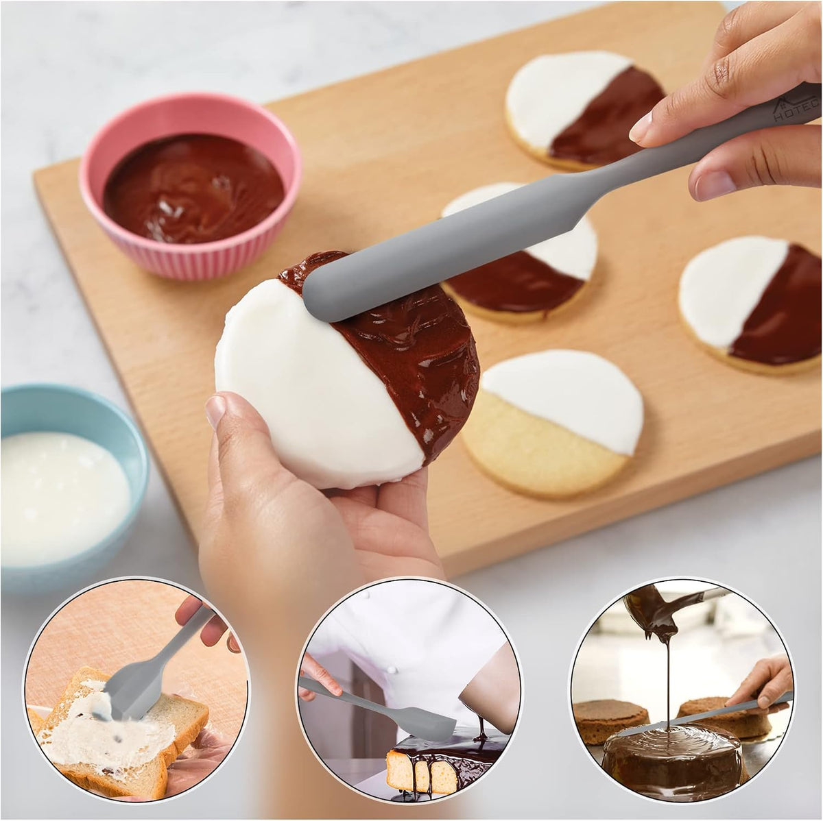 Silicone Rubber Spatula Set, BPA-Free, Black, Set of 5