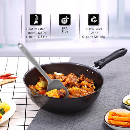 Silicone Rubber Spatula Set, BPA-Free, Black, Set of 5