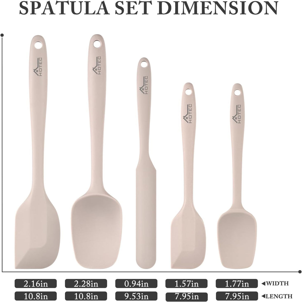 Silicone Rubber Spatula Set, BPA-Free, Black, Set of 5
