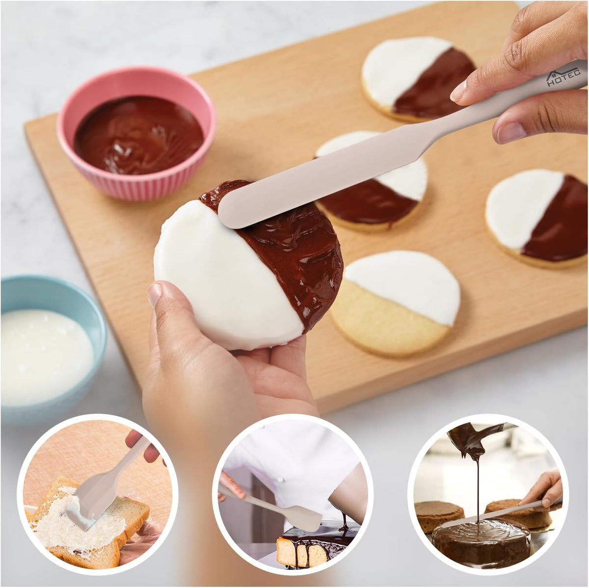 Silicone Rubber Spatula Set, BPA-Free, Black, Set of 5