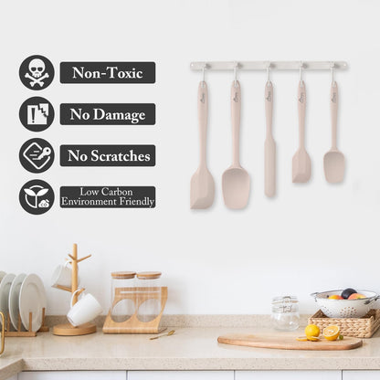 Silicone Rubber Spatula Set, BPA-Free, Black, Set of 5
