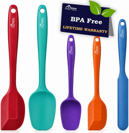 Silicone Rubber Spatula Set, BPA-Free, Black, Set of 5