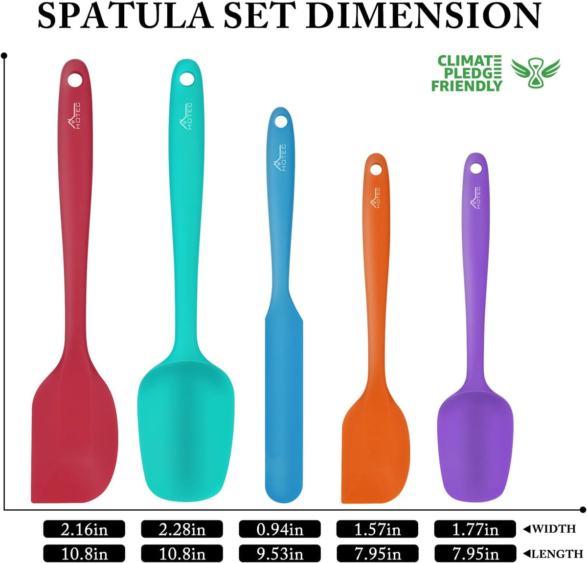 Silicone Rubber Spatula Set, BPA-Free, Black, Set of 5