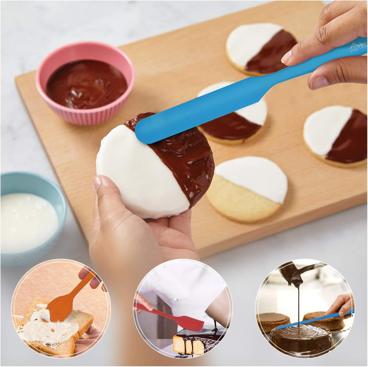 Silicone Rubber Spatula Set, BPA-Free, Black, Set of 5