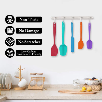Silicone Rubber Spatula Set, BPA-Free, Black, Set of 5
