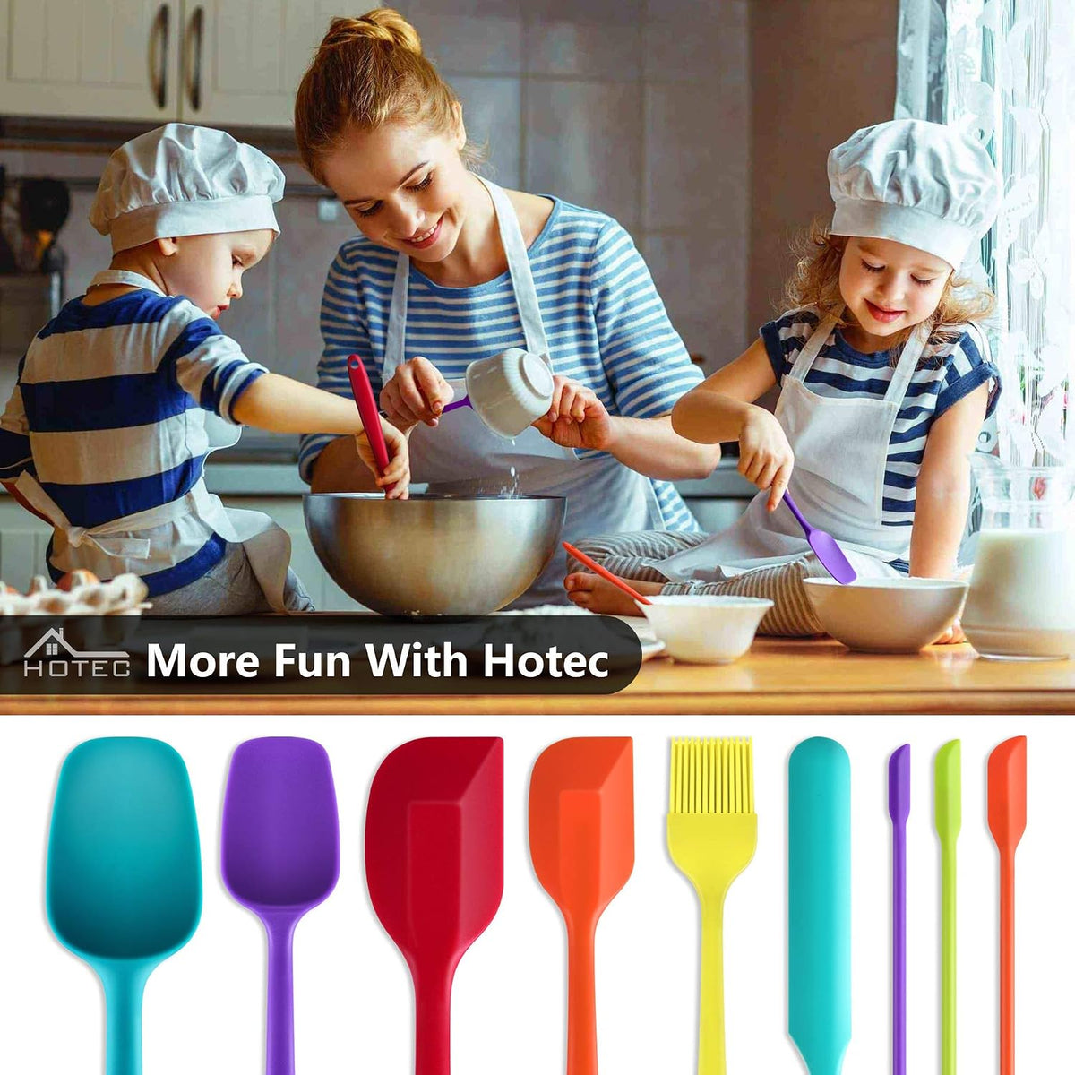 Silicone Rubber Spatula Set, BPA-Free, Black, Set of 5
