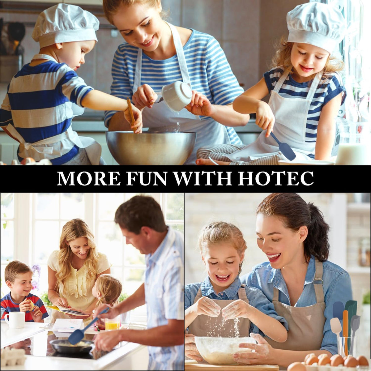Silicone Rubber Spatula Set, BPA-Free, Black, Set of 5