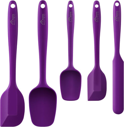 Silicone Rubber Spatula Set, BPA-Free, Black, Set of 5