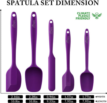 Silicone Rubber Spatula Set, BPA-Free, Black, Set of 5