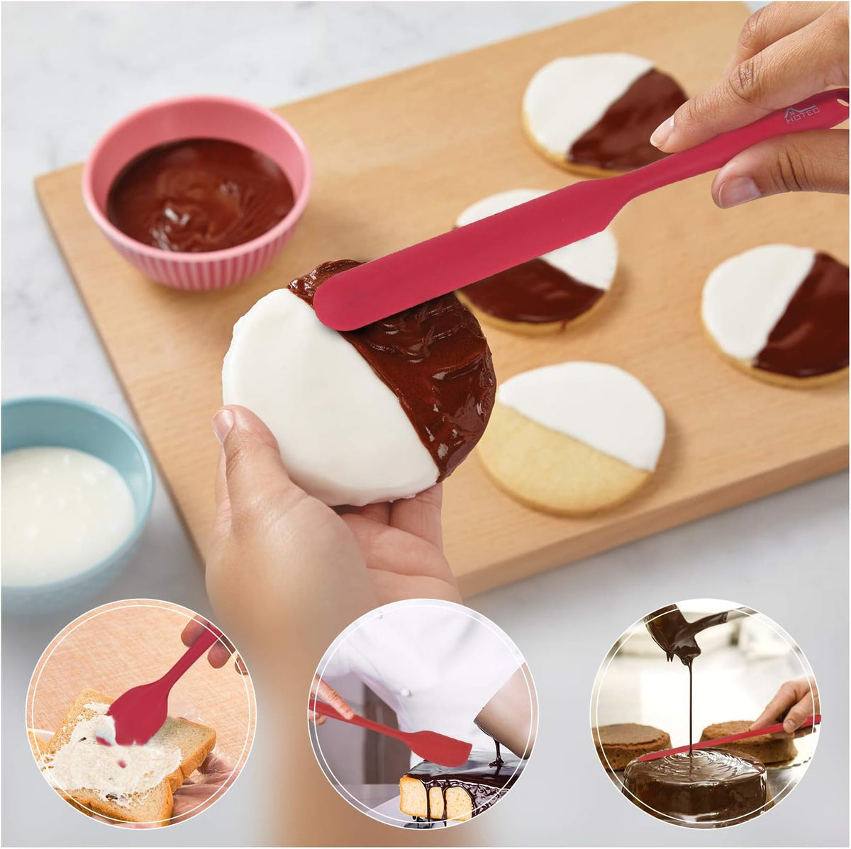 Silicone Rubber Spatula Set, BPA-Free, Black, Set of 5