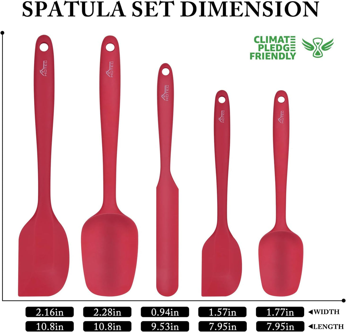Silicone Rubber Spatula Set, BPA-Free, Black, Set of 5