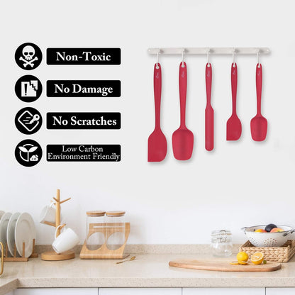 Silicone Rubber Spatula Set, BPA-Free, Black, Set of 5