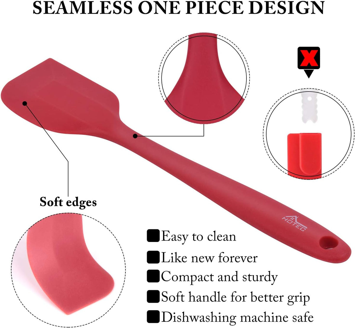 Silicone Rubber Spatula Set, BPA-Free, Black, Set of 5