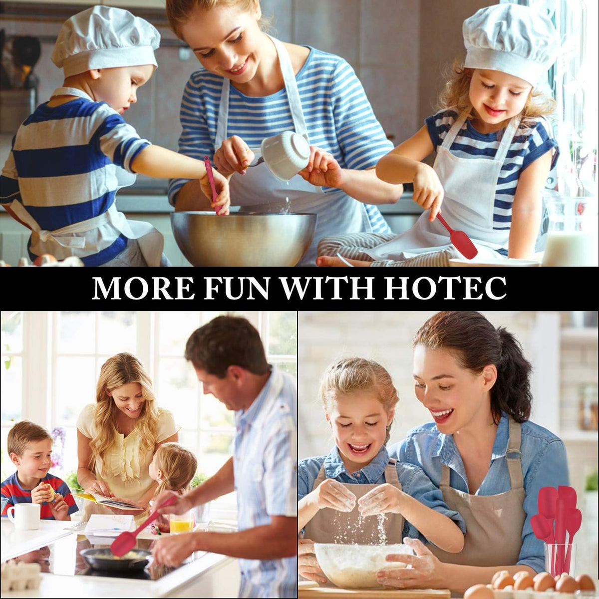 Silicone Rubber Spatula Set, BPA-Free, Black, Set of 5