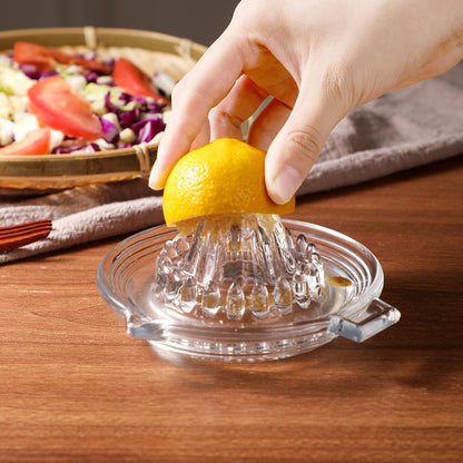 Glass Lemon Manual Juicer, for Orange, Grapefuit, Small Citrus, Extractor Manual Hand with Handle and Pour Spout, Kitchen Bar Drink Preparation Tool (1)