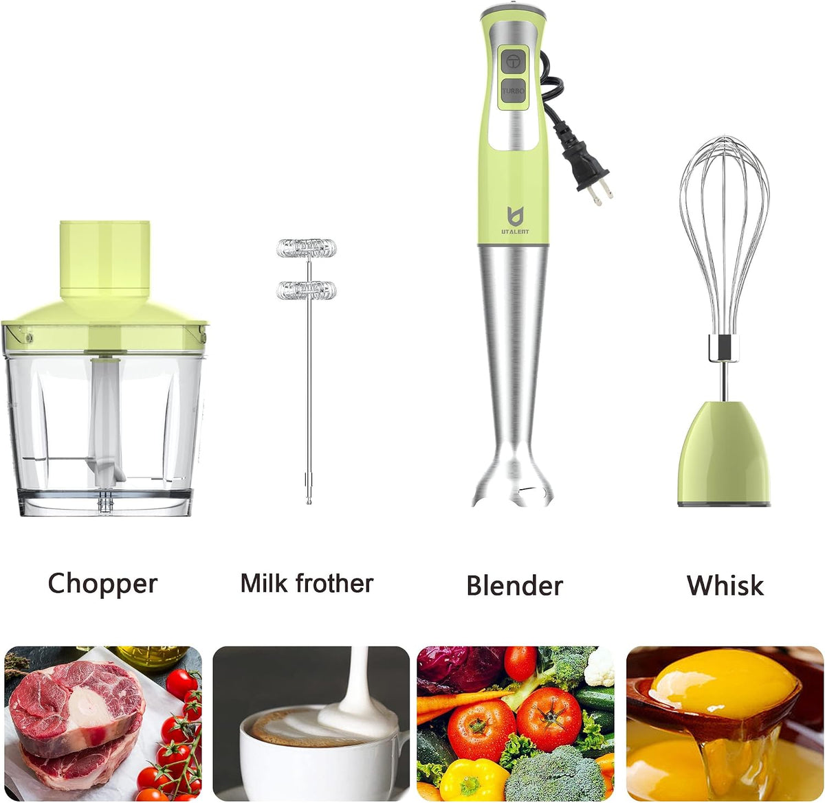 Immersion Hand Blender with chopper - Puree Baby Food, Sauce & Soup