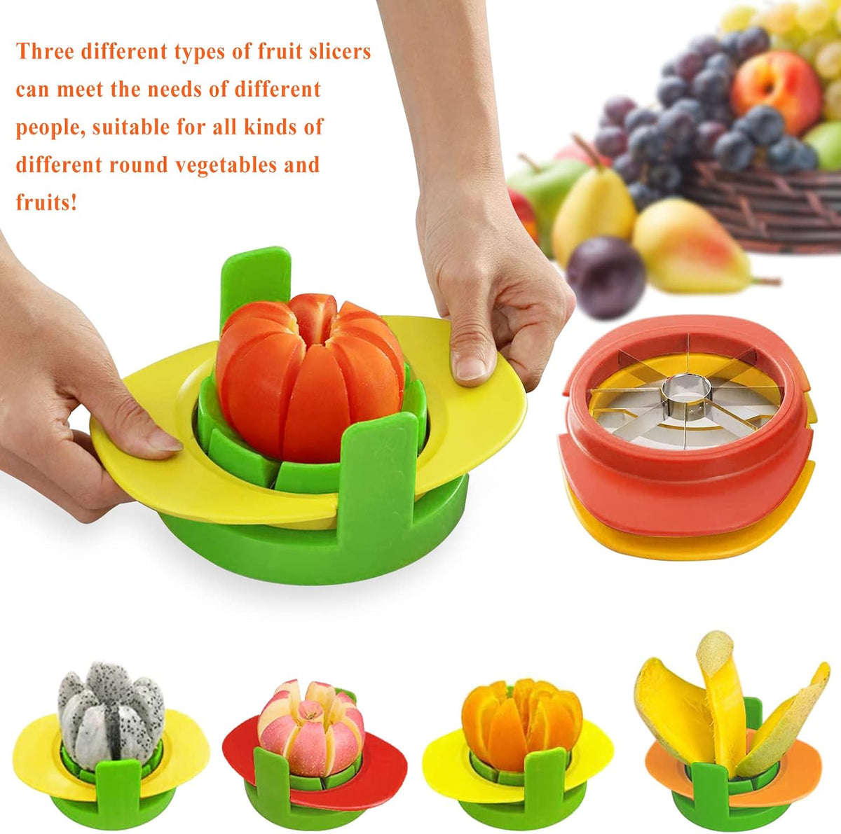 Fruit Cutter Slicer, 4 in 1 Apple Slicer with Peeler & Cleaning Brush