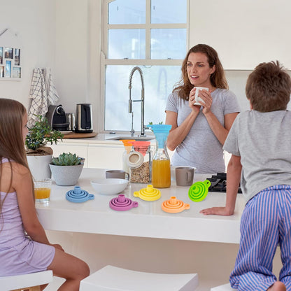 Kitchen Funnel Set 7 Pack, Collapsible Silicone Funnel for Filling Bottles, Beverage, Lab, Oil, Paint - Kitchen Gadgets Accessories Multicolor