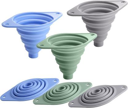 Kitchen Funnel Set 7 Pack, Collapsible Silicone Funnel for Filling Bottles, Beverage, Lab, Oil, Paint - Kitchen Gadgets Accessories Multicolor