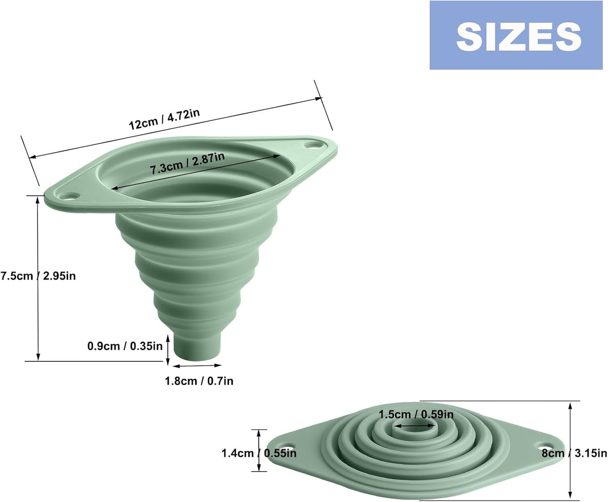 Kitchen Funnel Set 7 Pack, Collapsible Silicone Funnel for Filling Bottles, Beverage, Lab, Oil, Paint - Kitchen Gadgets Accessories Multicolor