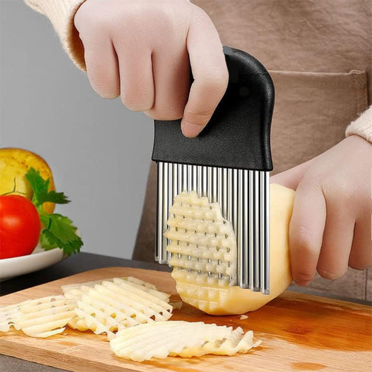 Large Crinkle Cutter - Potato Slicer Wave Chopper - Stainless Steel Wave Cutter for French Fry, Vegetable and Fruit (1 Pack)