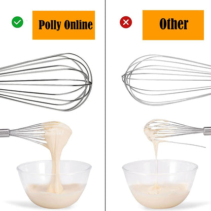 Stainless Steel Whisk Set, 3 Packs Balloon Whisk for Cooking, Whisking, Blending (8",10",12")