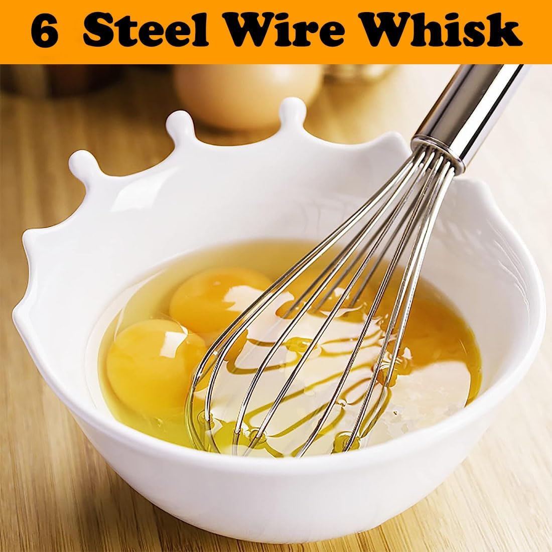 Stainless Steel Whisk Set, 3 Packs Balloon Whisk for Cooking, Whisking, Blending (8",10",12")